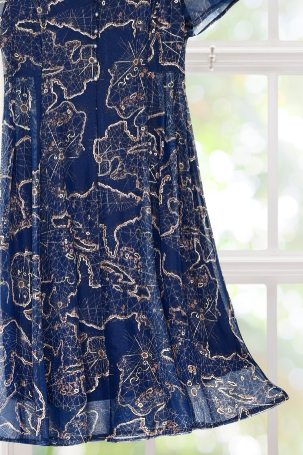 Margaret  Navy Mesh Floral Dress